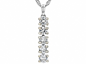 Pre-Owned White Zircon Rhodium Over Sterling Silver Pendant with Chain 1.75ctw