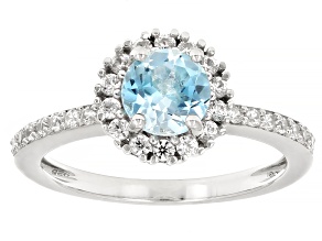Pre-Owned Sky Blue Topaz Rhodium Over Sterling Silver Spinner Ring 1.45ctw