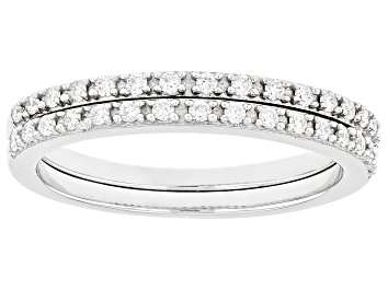 Picture of Pre-Owned White Lab-Grown Diamond H SI Rhodium Over Sterling Silver Set of 2 Band Rings 0.25ctw