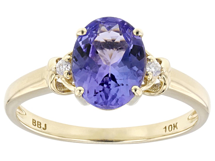 Pre-Owned Tanzanite With Moissanite 10k Yellow Gold Ring 1.57ctw