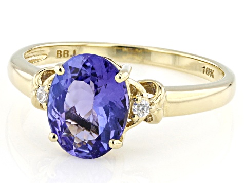 Pre-Owned Tanzanite With Moissanite 10k Yellow Gold Ring 1.57ctw