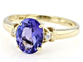 Pre-Owned Tanzanite With Moissanite 10k Yellow Gold Ring 1.57ctw