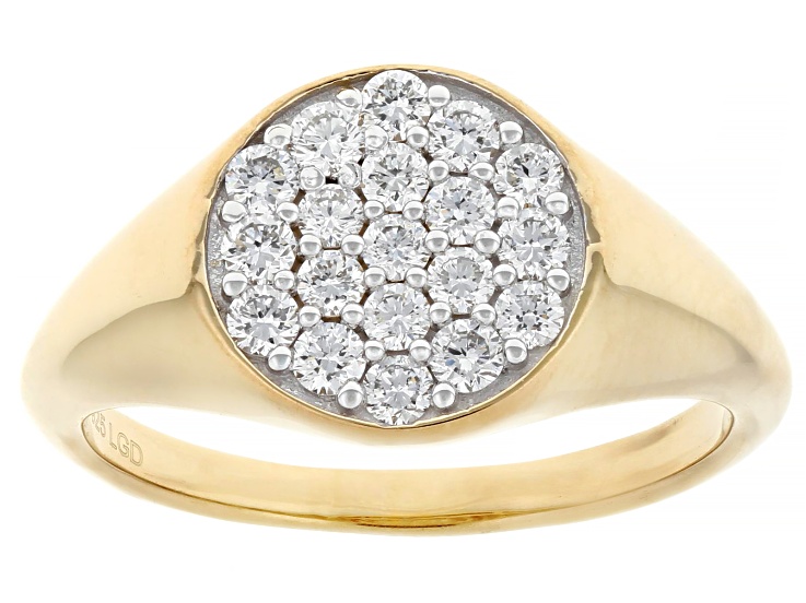 Pre-Owned White Lab-Grown Diamond H SI1 14k Yellow Gold Over Sterling Silver Cluster Ring 0.50ctw