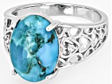 Pre-Owned Blue Kingman Turquoise Rhodium Over Sterling Silver Ring 0 ...