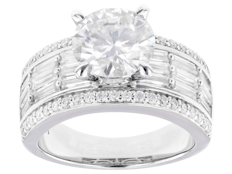 Pre-Owned Moissanite Platineve Engagement Rings 4.52ctw DEW