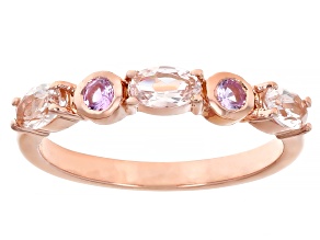 Pre-Owned Peach Morganite 18k Rose Gold Over Sterling Silver Ring 0.58ctw