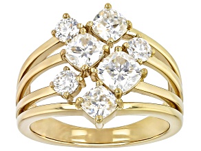 Pre-Owned Moissanite 14k Yellow Gold Over Silver  Ring 2.15ctw DEW.
