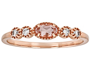 Pre-Owned Morganite With White Zircon 10k Rose Gold Ring 0.28ctw