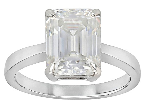 Pre-Owned Moissanite Platineve Solitaire Ring 3.55ct DEW.