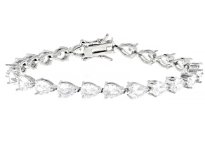 Pre-Owned White Cubic Zirconia Rhodium Over Brass Tennis Bracelet 14.74ctw