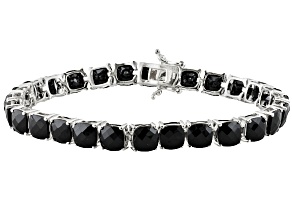 Pre-Owned Black Spinel Sterling Silver Line Bracelet 28.08ctw