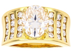 Pre-Owned Moissanite 14k Yellow Gold Over Silver Ring 3.72ctw DEW.