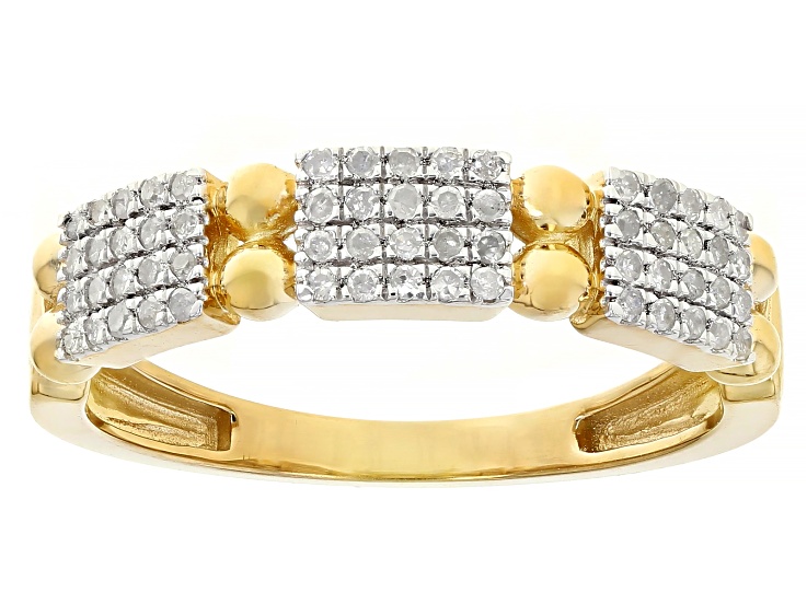 Pre-Owned White Diamond 14k Yellow Gold Over Sterling Silver Band Ring 0.20ctw