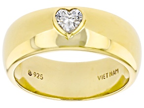 Pre-Owned White Cubic Zirconia 18k Yellow Gold Over Sterling Silver Heart Ring 0.40ctw