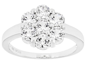 Pre-Owned White Lab Created Sapphire Platinum Over Sterling Silver Ring 1.66ctw