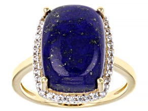 Pre-Owned Blue Lapis Lazuli 18k Yellow Gold Over Sterling Silver Ring 0.27ctw