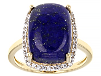 Picture of Pre-Owned Blue Lapis Lazuli 18k Yellow Gold Over Sterling Silver Ring 0.27ctw