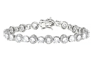 Pre-Owned White Cubic Zirconia Rhodium Over Brass Tennis Bracelet 20.64ctw