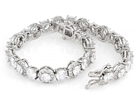 Pre-Owned White Cubic Zirconia Rhodium Over Brass Tennis Bracelet 20.64ctw