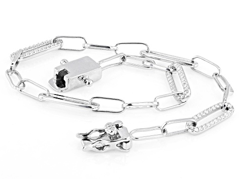 Pre-Owned Moissanite Platineve Paperclip Bracelet 0.72ctw DEW