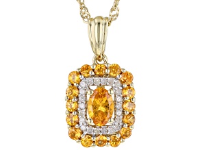 Pre-Owned Orange Mandarin Garnet 18k Yellow Gold Over Sterling Silver Pendant With Chain 1.19ctw