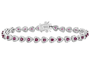 Pre-Owned Rhodolite Rhodium Over Sterling Silver Bracelet 3.37ctw
