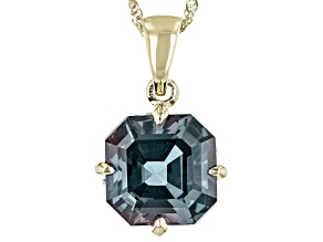 Pre-Owned Blue Lab Created Alexandrite 10k Yellow Gold Pendant with Chain 4.09ctw