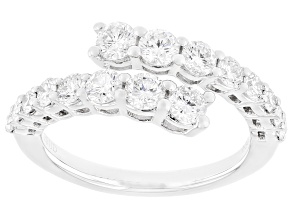 Pre-Owned White Lab-Grown Diamond H SI Rhodium Over Sterling Silver Bypass Band Ring 1.33ctw