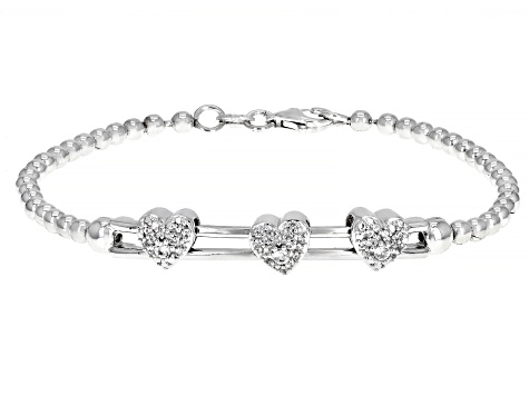 Pre-Owned White Lab Created Sapphire Rhodium Over Sterling Silver Bracelet 0.33ctw