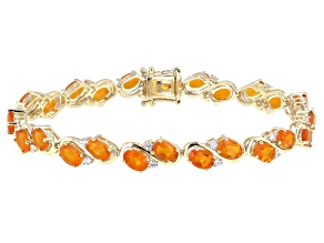 Pre-Owned Orange Mexican Fire Opal 14k Yellow Gold Bracelet 7.61ctw