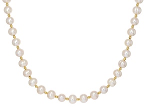 Pre-Owned Perla Milano™ White Cultured Freshwater Pearl 18k Yellow Gold Over Bronze 18 Inch Station