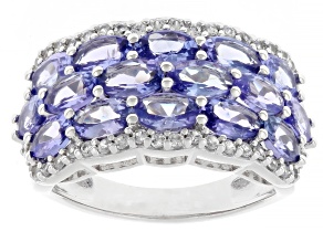 Pre-Owned Blue Tanzanite Rhodium Over Sterling Silver Ring 4.00ctw