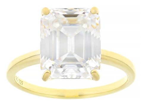 Pre-Owned Moissanite 14k Yellow Gold Over Silver Solitaire Ring 4.93ct DEW.