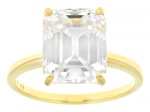 Pre-Owned Moissanite 14k Yellow Gold Over Silver Solitaire Ring 4.93ct DEW.