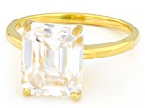 Pre-Owned Moissanite 14k Yellow Gold Over Silver Solitaire Ring 4.93ct DEW.
