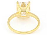 Pre-Owned Moissanite 14k Yellow Gold Over Silver Solitaire Ring 4.93ct DEW.