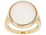 Pre-Owned White Cultured South Sea Mabe Pearl 18K Yellow Gold Over Sterling Silver Ring