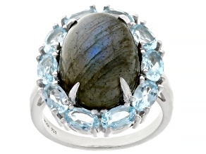 Pre-Owned Gray Labradorite Rhodium Over Sterling Silver Ring 2.32ctw