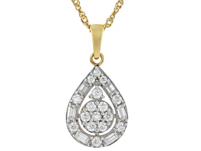 Pre-Owned Moissanite 14k Yellow Gold Over Silver Teardrop Design Pendant .77ctw DEW
