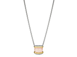 Pre-Owned Judith Ripka Couture Eternity Rose Quartz over  Mother-of-Pearl Doublet 925 & 18K Gold Nec