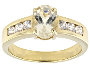 Pre-Owned Yellow Labradorite With White Zircon 18k Yellow Gold Over Sterling Silver Ring 1.45ctw