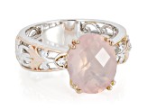 Pre-Owned Rose Quartz Rhodium/18k Rose Gold Over Palladium Sterling ...