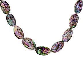 Pre-Owned Abalone Shell Doublet Rhodium Over Sterling Silver Graduated Necklace, 20x13mm & 30x18mm