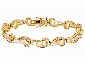 Pre-Owned White Cubic Zirconia 18k Yellow Gold Over Sterling Silver I Love You Bracelet 7.52ctw