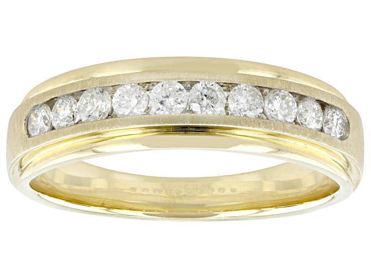 Pre-Owned White Diamond 10k Yellow Gold Mens Band Ring 0.50ctw