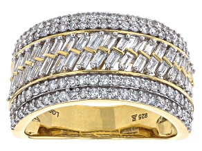 Pre-Owned White Lab-Grown Diamond H SI 14k Yellow Gold Over Sterling Silver Band Ring 1.25ctw
