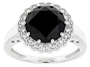 Pre-Owned Black Spinel Rhodium Over Sterling Silver Ring 3.65ctw