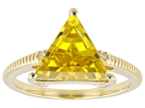 Pre-Owned Yellow Lab Created Sapphire 18k Yellow Gold Over Sterling Silver Ring 3.52ctw