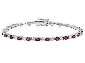 Pre-Owned Raspberry Rhodolite Rhodium Over Sterling Silver Tennis Bracelet 6.53ctw