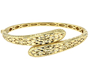 Pre-Owned 18K Gold Over Sterling Silver Bypass Bangle Bracelet